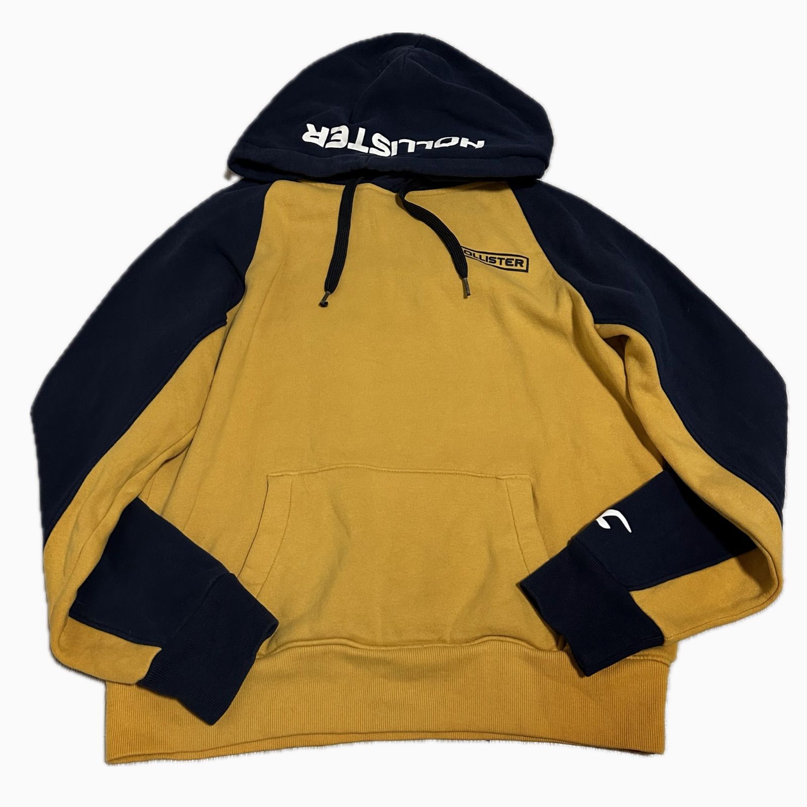 HOLLISTER 古着　フーディー　黄色×ネイビー　メンズ　レディース　Mサイズ