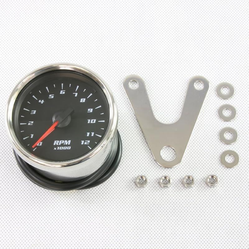 ライズコーポレーション バイク用タコメーター LEDバックライト機能付 12000RPM 電気式 60パイ ホワイト T07Z9990002WH | ライズコーポレーション バイク用 電気式 12000RPM LED タコ