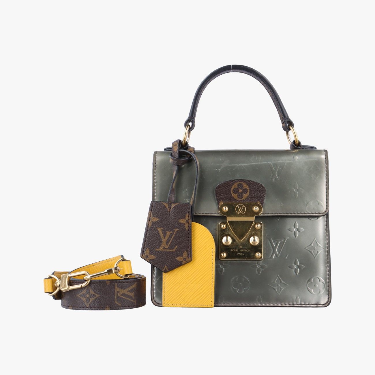 ルイヴィトンLouis VuittonスプリングストリートPMシルバー×ブラウン