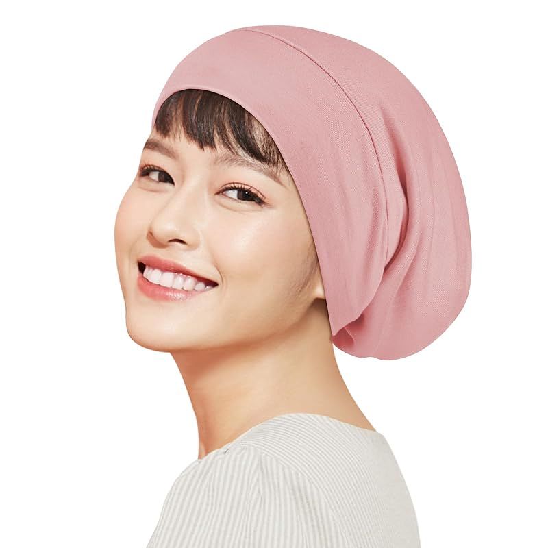 [LULUSILK] シルク ナイトキャップ シルク 天然シルク100 ロングヘア ヘアキャップ 保湿美髪 就寝用 母の日 男女兼用 ピンク 1