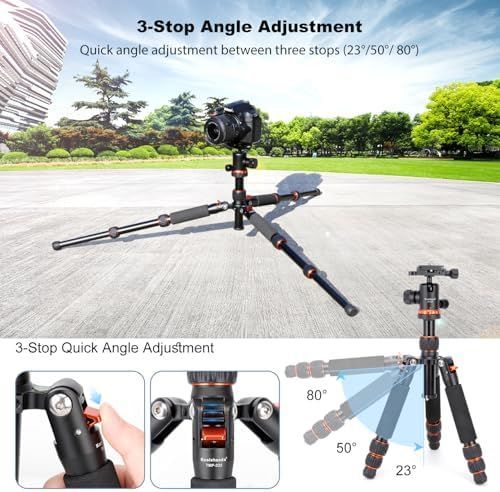 Koolehaoda ミニ三脚アルミニウム合金卓上三脚高さ21-63.5cm デジタル一眼レフカメラビデオカムコーダー用キャリングバッグ付き 最大荷重10kg- TMP-223オレンジ CHRISTIANNAURATH_COM_BR