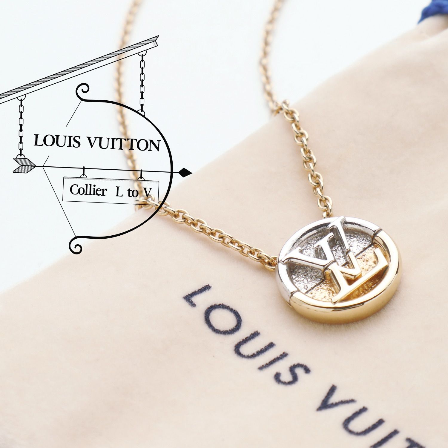 LOUIS VUITTON ルイ ヴィトン ネックレス コリエ L to V