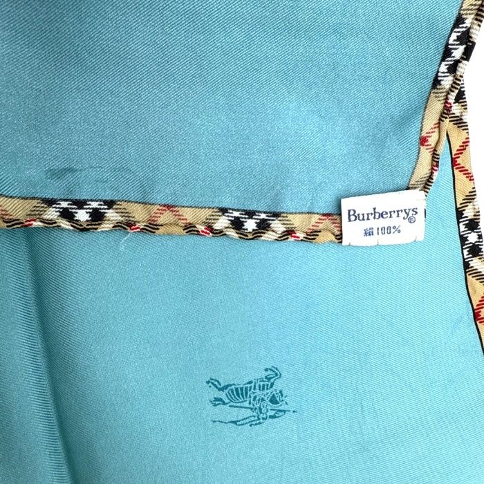 BURBERRY 水色.青緑色 チェック スカーフ BURBERRY 水色.青緑色 チェック スカーフ BURBERRY 水色.青緑色