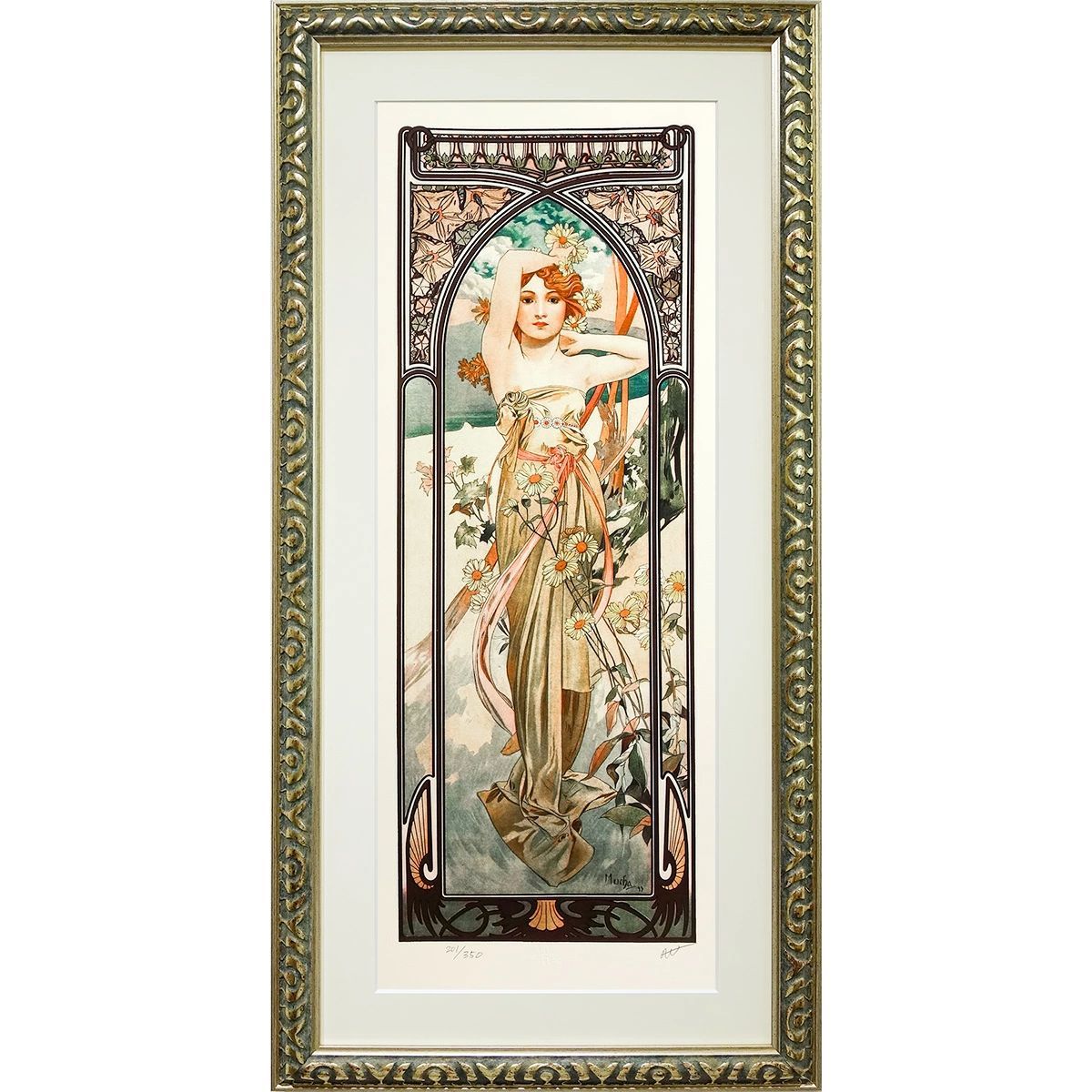 版画 ミュシャ 「四つの時・昼の輝き」 ピエゾグラフ（ジークレー版画