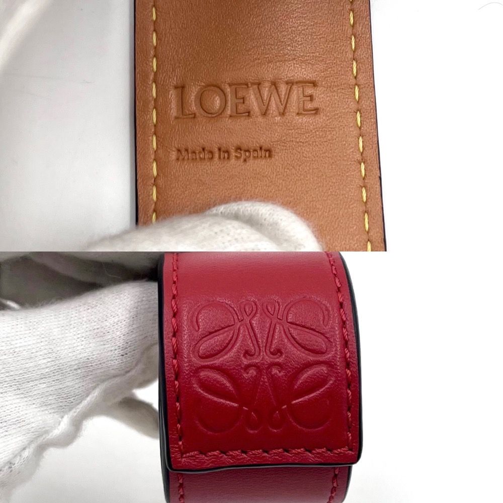 LOEWE ロエベ アナグラム レザーバングル レッド 赤-