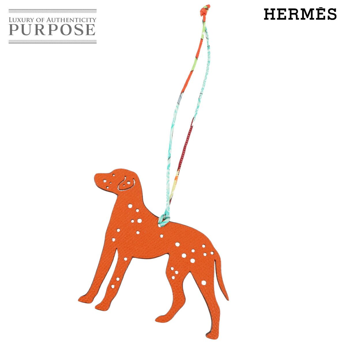 エルメス HERMES プティアッシュ ダルメシアン バッグ チャーム エプソン トリヨンクレマンス オレンジ系 グレー系 90279082