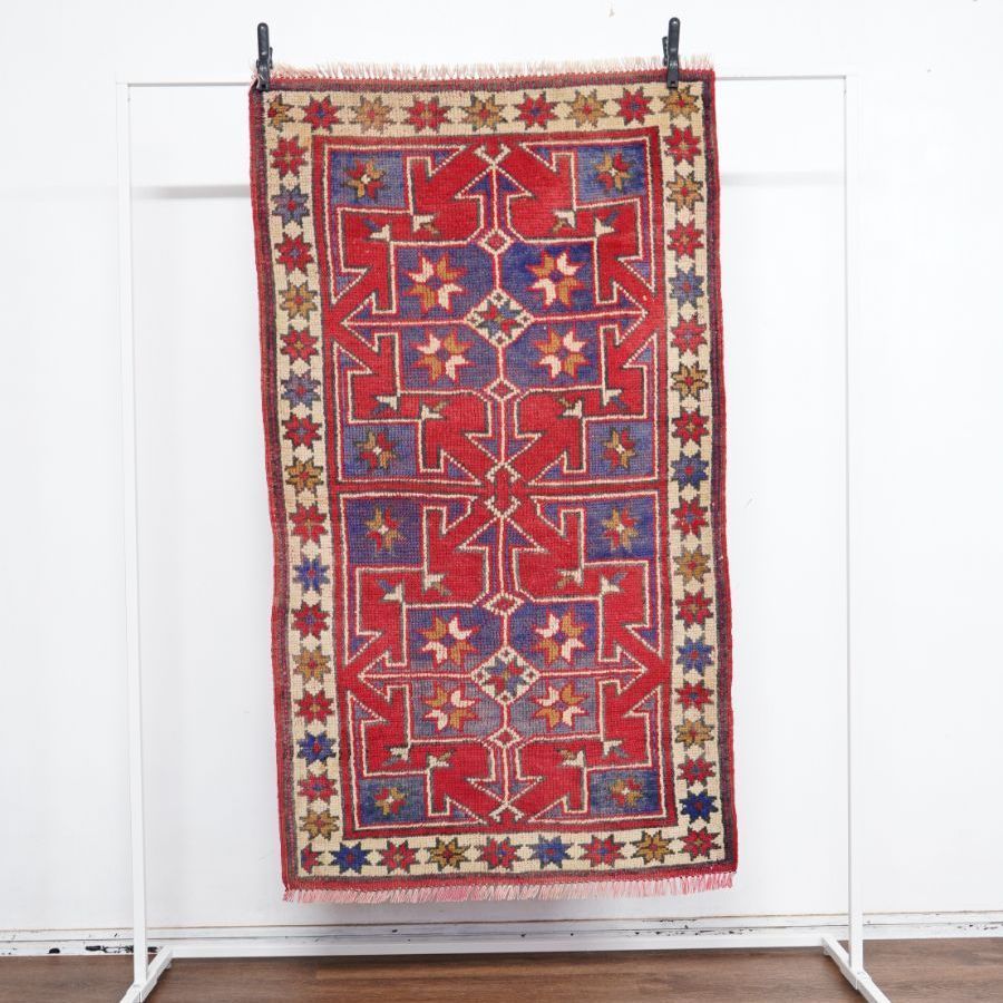 ヴィンテージラグ トルコ絨毯 131cm×76cm 手織り絨毯 ハンドメイド