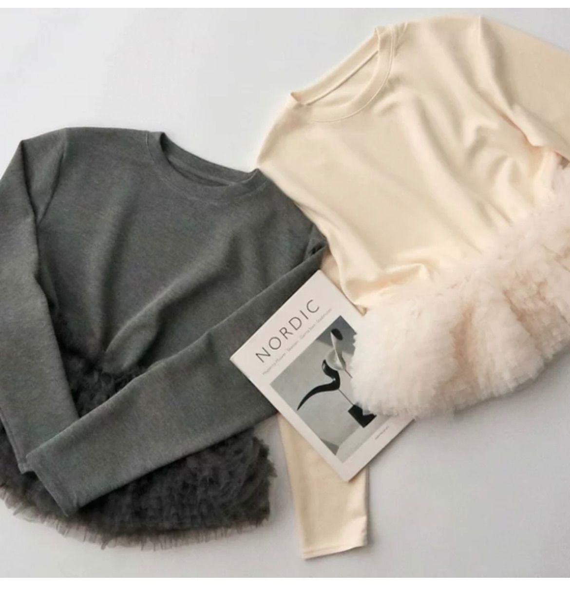 新品】裾ボリュームチュールフリルトップス アイボリー◾️Frene