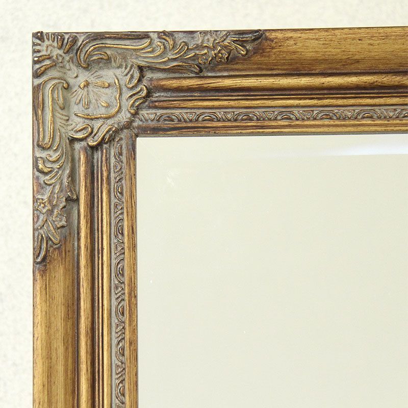 スタンドミラー アンティーク スタンドミラー 全身 ゴールド 鏡 面取り