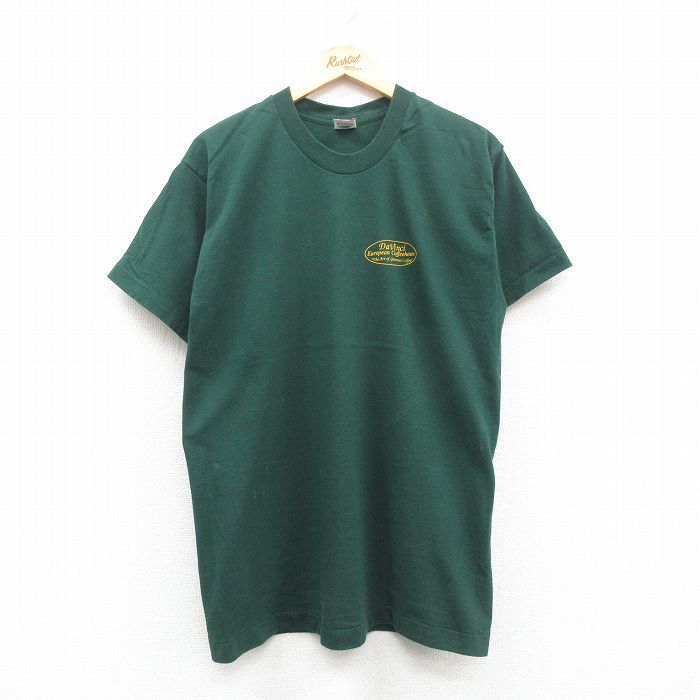 L/古着 フルーツオブザルーム 半袖 ビンテージ Tシャツ メンズ 90s ダヴィンチ コーヒー コットン クルーネック 緑 グリーン 24may31 中古