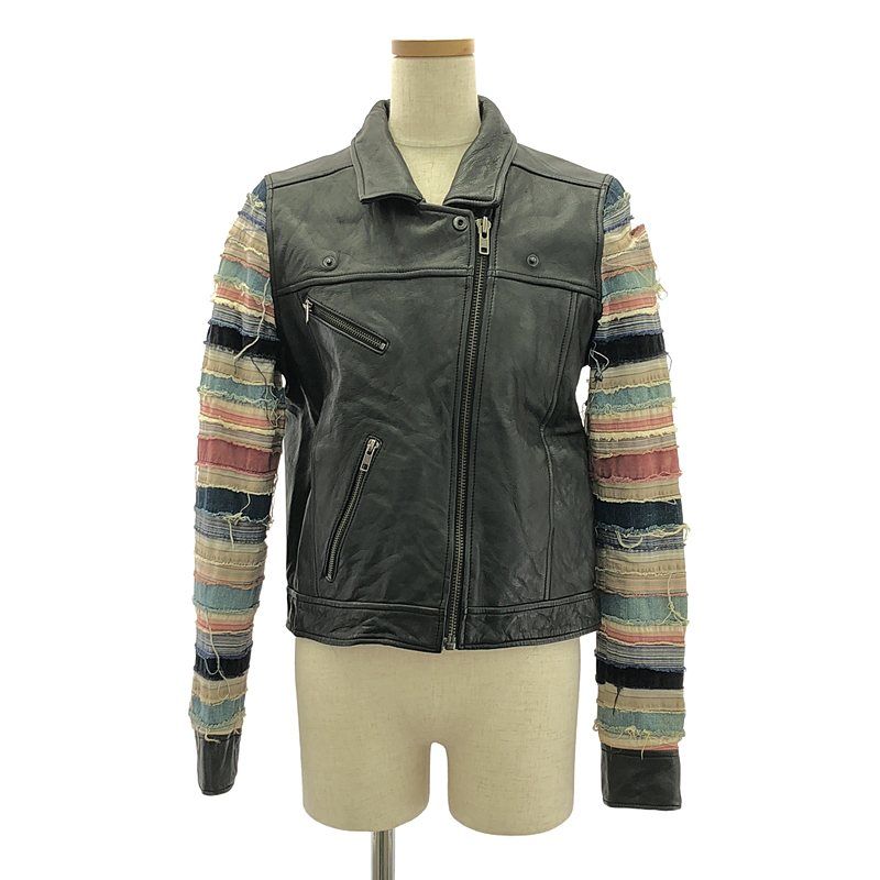 Acne | アクネ | 2010AW | × Ray BEAMS SLICE LEATHER JACKET レザー ジャケット | 36 | ブラック | レディース