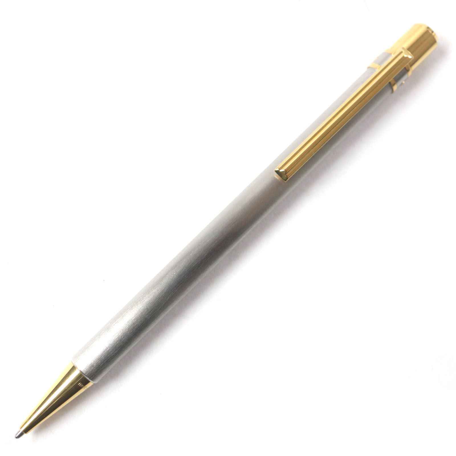 Cartier カルティエ ラブ ドゥ カルティエ ヘアライン ロゴ刻印入り ツイスト式 ボールペン シルバー ゴールド 箱 ケース付き フランス製 メンズ