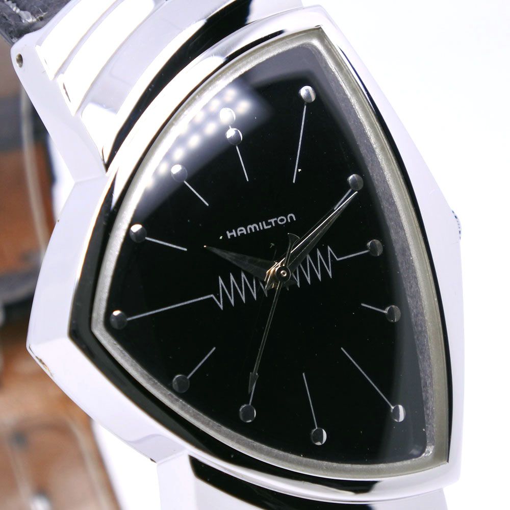 ショップ HAMILTON 腕時計 ブラック文字盤 レザー HAMILTON 腕時計