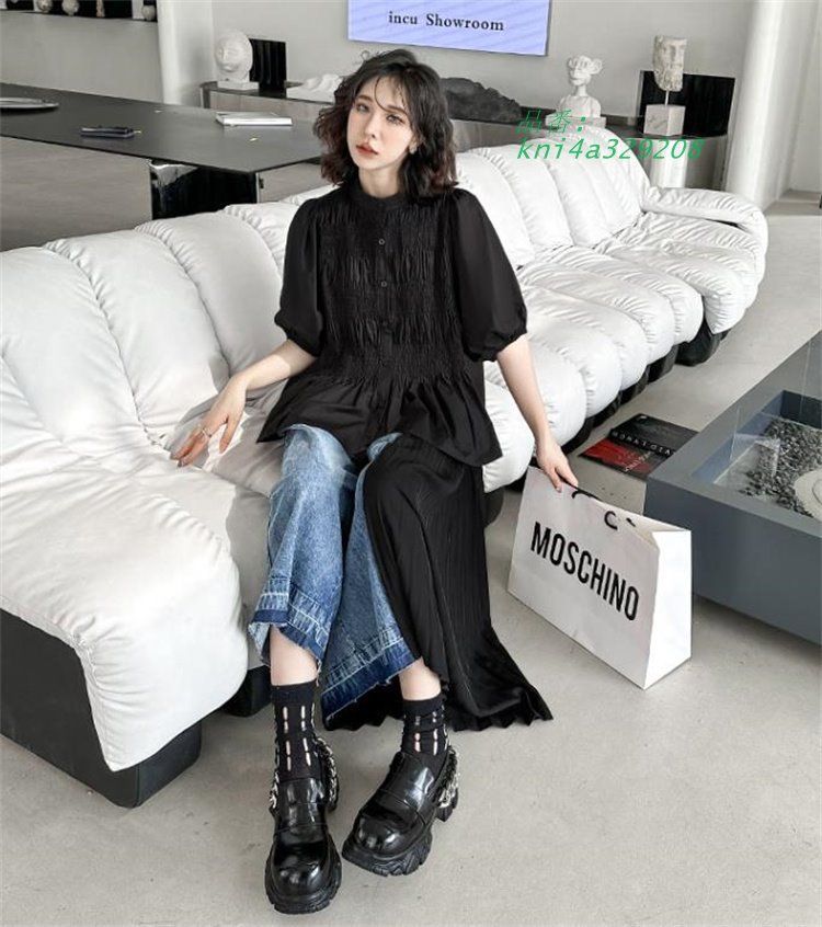 デニムワイドパンツ韓国ファッ