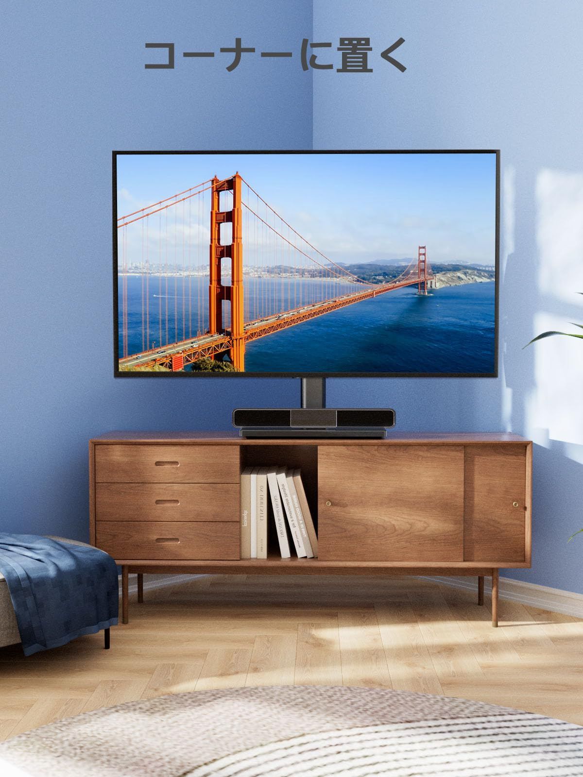 【人気商品】モニター 壁寄せ 卓上 壁掛け vesa 32~60インチ対応 ロータイプ テレビ台 VESA規格400x400mmまで stand 耐荷重40kg tv tvスタンド 6段階高さ調節 テレビスタンド ブラック PERLESMITH