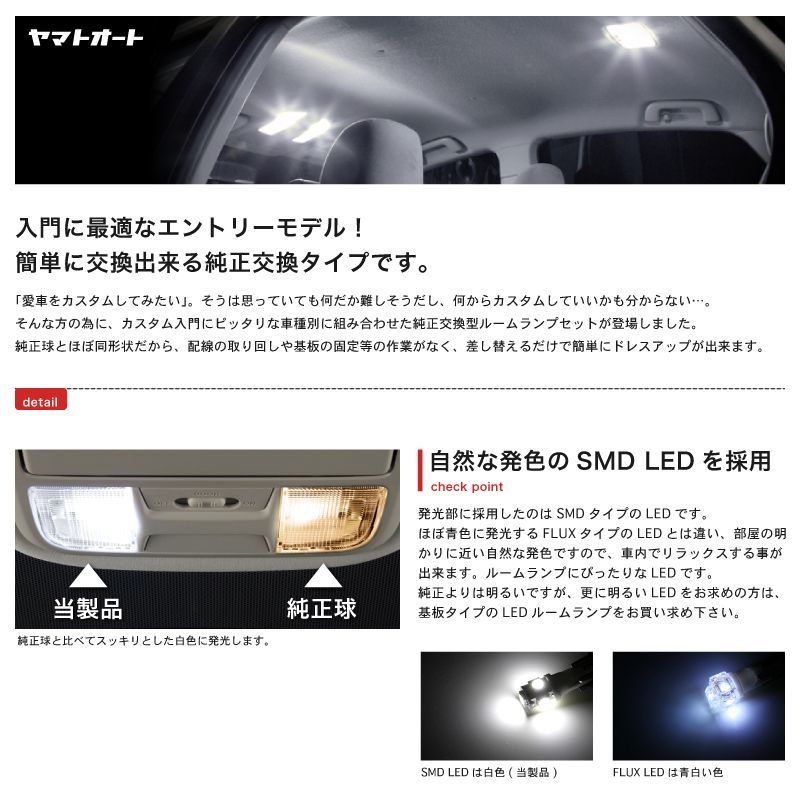 ★車検対応 簡単ポン付け★ MXPA10/15 新型 ヤリス YARIS バニティ無 [R2.2～] 簡単交換 LED ルームランプ 2点セット パーツ 室内灯 SMD LED トヨタ 入門 エントリーモデル