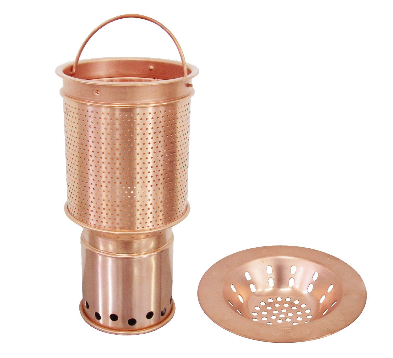 銅バスケットセット シンク ミニキッチン 佐野機工 コンパクトキッチン用 スリム型銅バスケット ゴミ受け