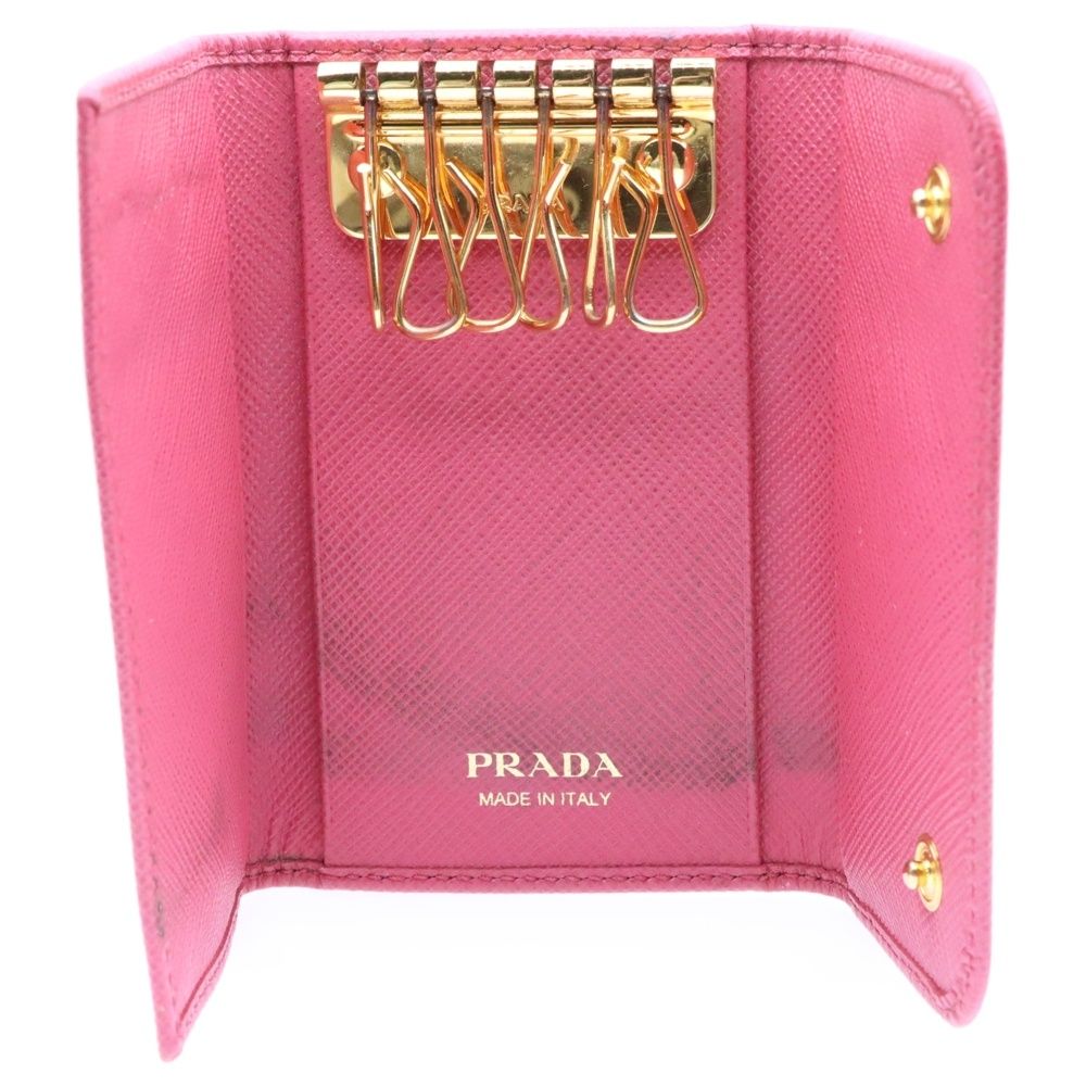 美品　プラダ　6連キーケース　サフィアーノレザー　ゴールド金具　ピンク 微美品】PRADA プラダ サフィアーノ レザー キーケース 6連