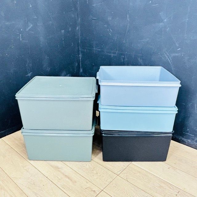 タッパーウェア 収納ケース 5点セット 蓋1つ欠品 【中古】 TUPPERWARE 容器 48x37.5x16cm 48x38x23.5cm　/58142