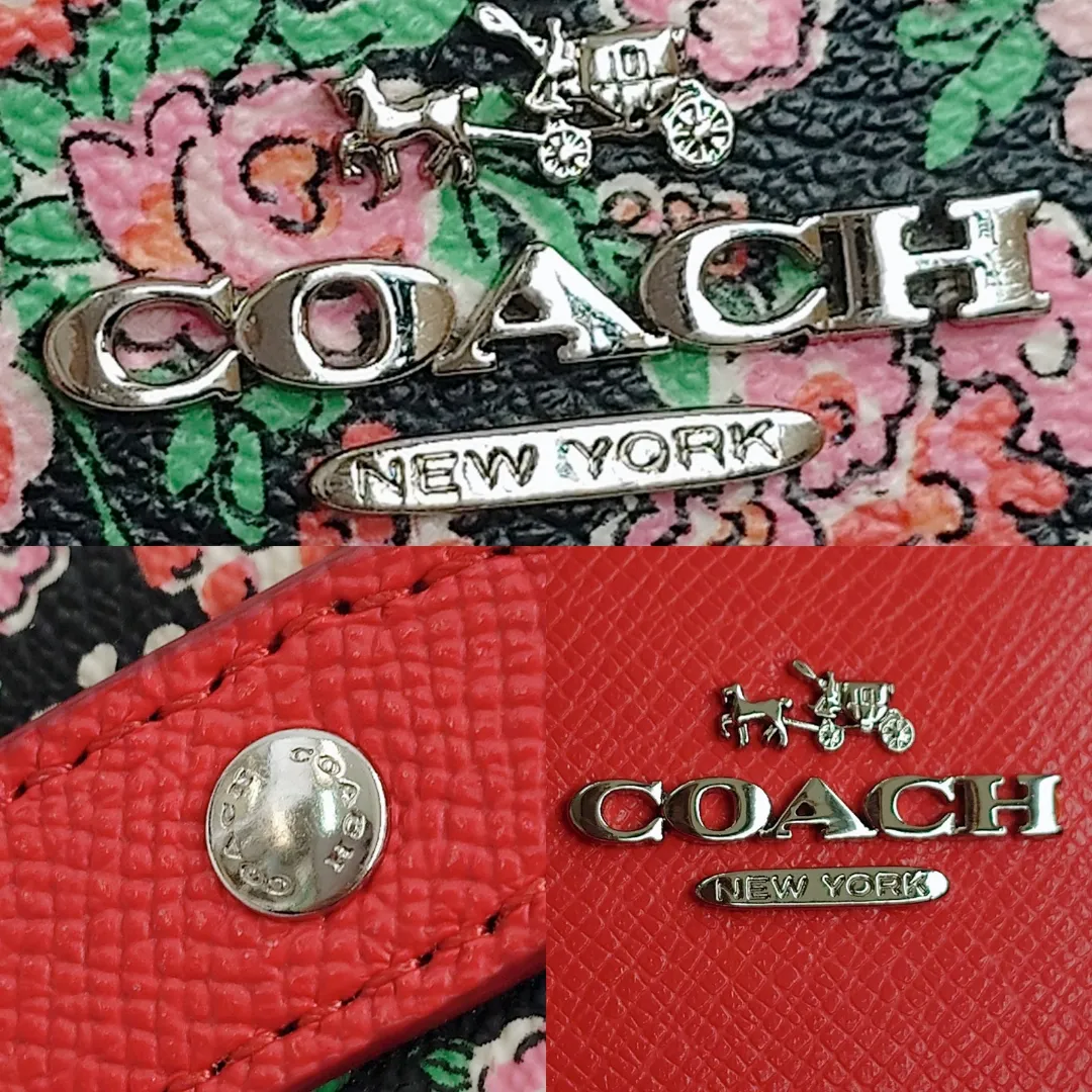 【美品】COACH コーチ トートバッグ リバーシブル 花柄 PVC A4収納 中古