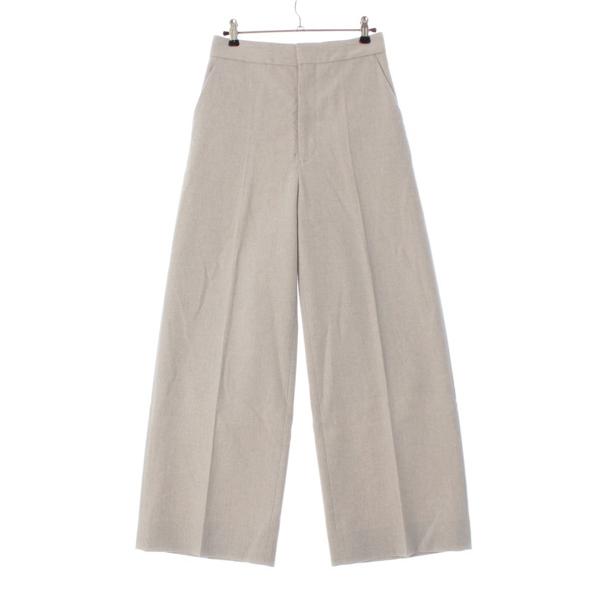 ドゥロワー 23年 ウール ワイド スラックス ノータック パンツ ボトムス 6514-236-1357 グレー 34