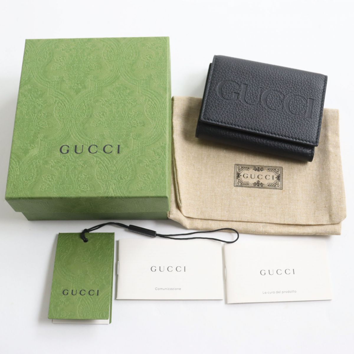 未使用品○定価90200円 GUCCI グッチ 731694 レザー ロゴエンボス