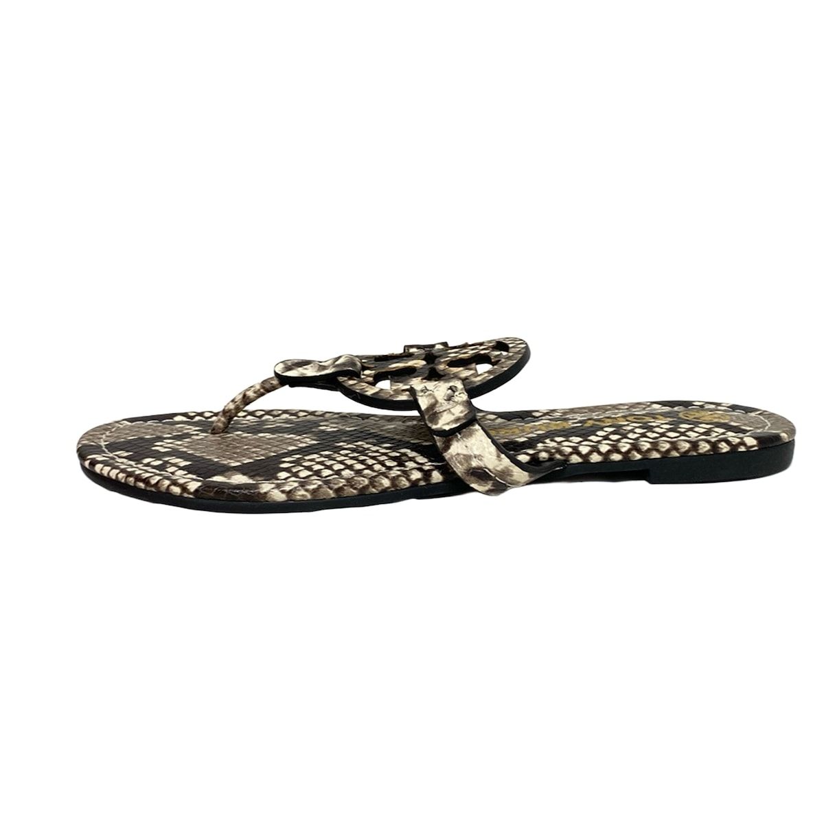 TORY BURCH トリーバーチ ビーチサンダル 6 1 2 M レディース ミラー 75286 アイボリー×黒 スネークプリント レザー