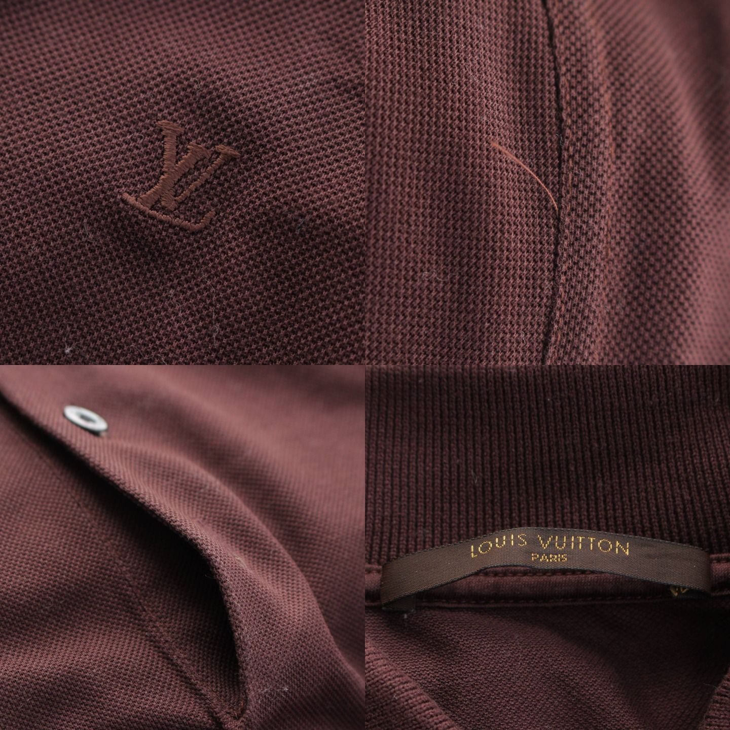 ルイヴィトン メンズ ダミエ LVロゴ 刺繍 ポロシャツ 襟付き Tシャツ