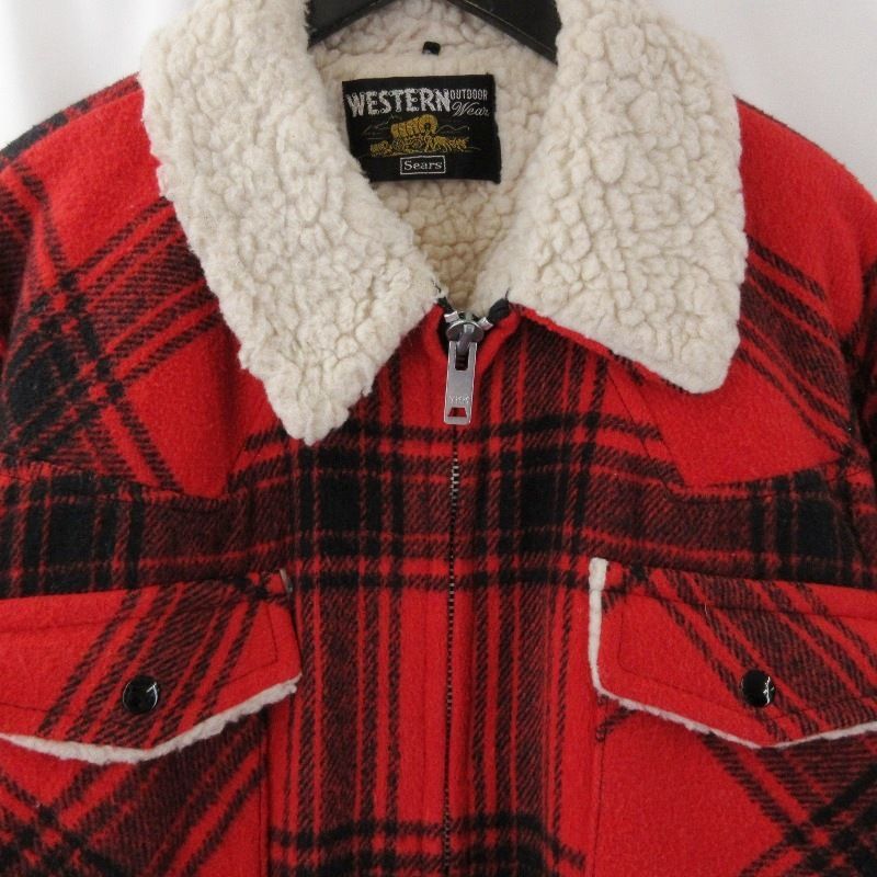 Sears シアーズ ボアジャケット チェック柄 ランチジャケット