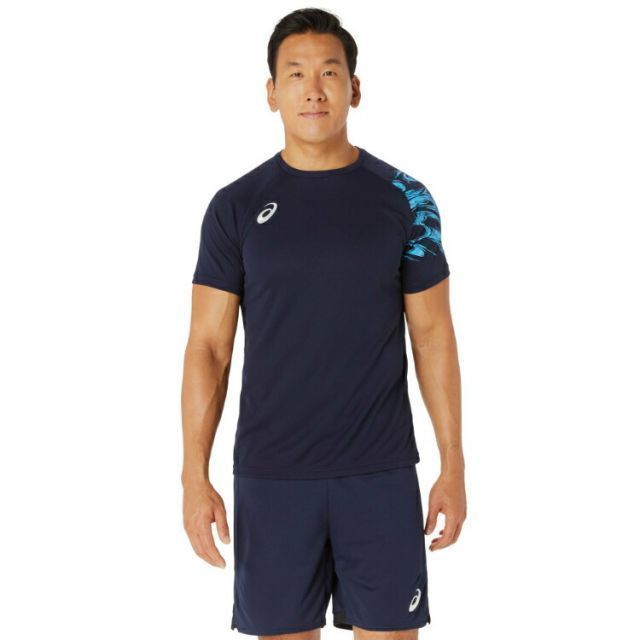asics アシックス DRY SS T SHIRT ミッドナイトXアイランドブルー S 2051A328 401 | スポーツ用品 スポーツ グッズ ツール アクセサリー 雑貨 小物 使いやすい バレーボール 衣類 メンズ 男性用 S シャツ