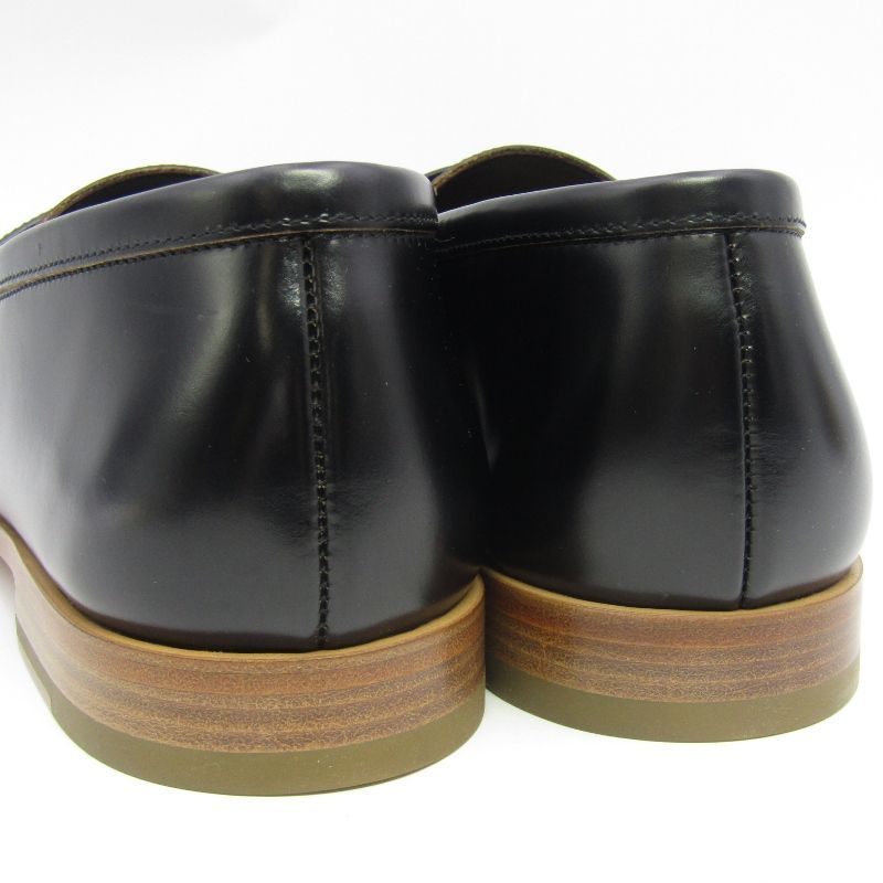 デザイン・サイズが豊富。 Paraboot パラブーツ UK7 MARSAN 205227 Loafer ローファー スリッポン グロス ガラス加工 レザーソール ブラック 黒 35004822 あたたみのある