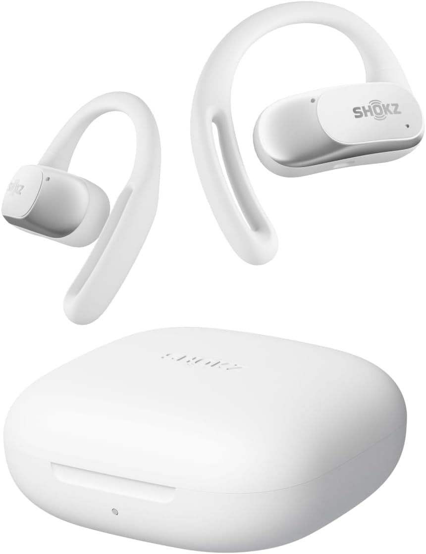 Shokz (ショックス) OpenFit Air オープンイヤーヘッドホン 完全ワイヤレスイヤホン bluetooth5.2 耳を塞がない 自動ペアリング マイク付きイヤフォン 充電ケース付き 左右分離型 8.7g軽量 ランニング