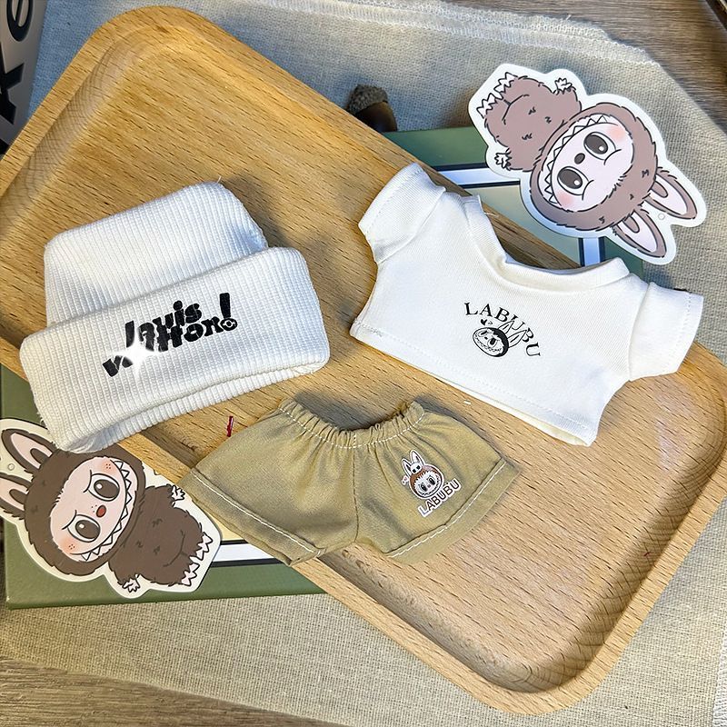週末限定価格　Labubuラブブ　男　ネックレス付き　着せ替え服　4点セット ぬいぐるみ服 labubu ラブブ LABUBU 15-17cm 第1/2/3世代通用