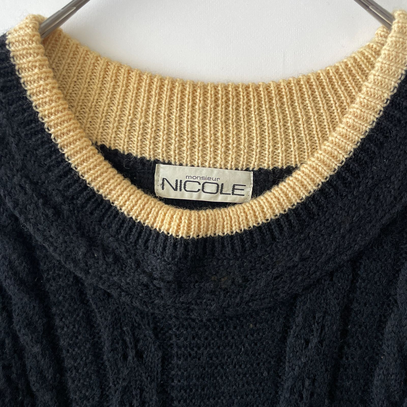 希少/70s-80s】monsieur NICOLE (a) ビンテージ古着 アーカイブ ムッシュニコル ウール ケーブルニット セーター  DCブランド sweater - メルカリ