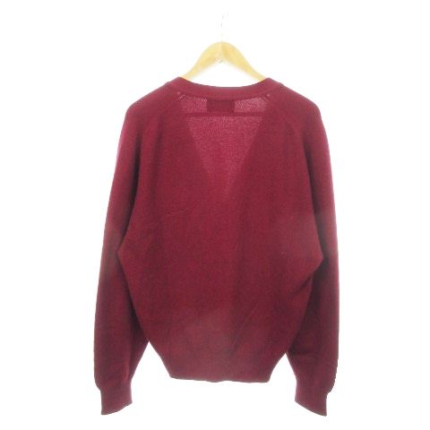 品質が完璧、値段が激安 ！ ジョンストンズオブエルガン Johnstons of Elgin ニットカーディガン Vネック 長袖 カシミヤ 40 L 赤 ボルドー AH18 GY44