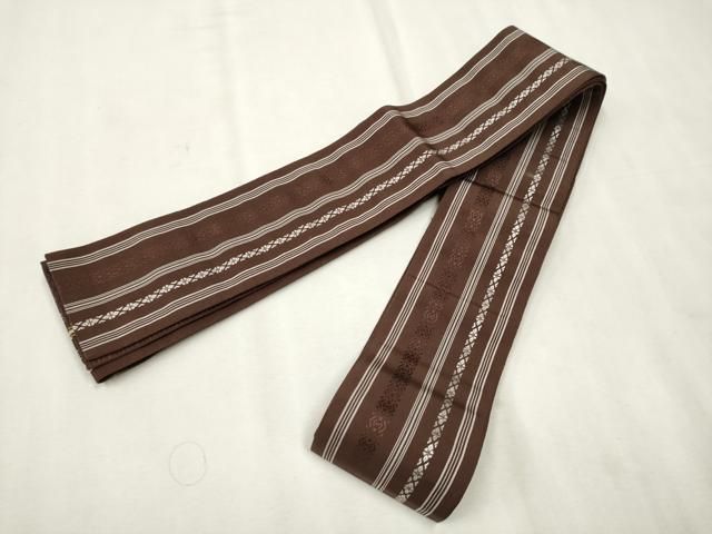 平和屋着物●男性　本場筑前博多織　両面　角帯　間道　献上柄　正絹　逸品　CAAT8118hy 平和屋着物○男性 本場筑前博多織 両面 角帯 間道 献上柄 正絹 逸品