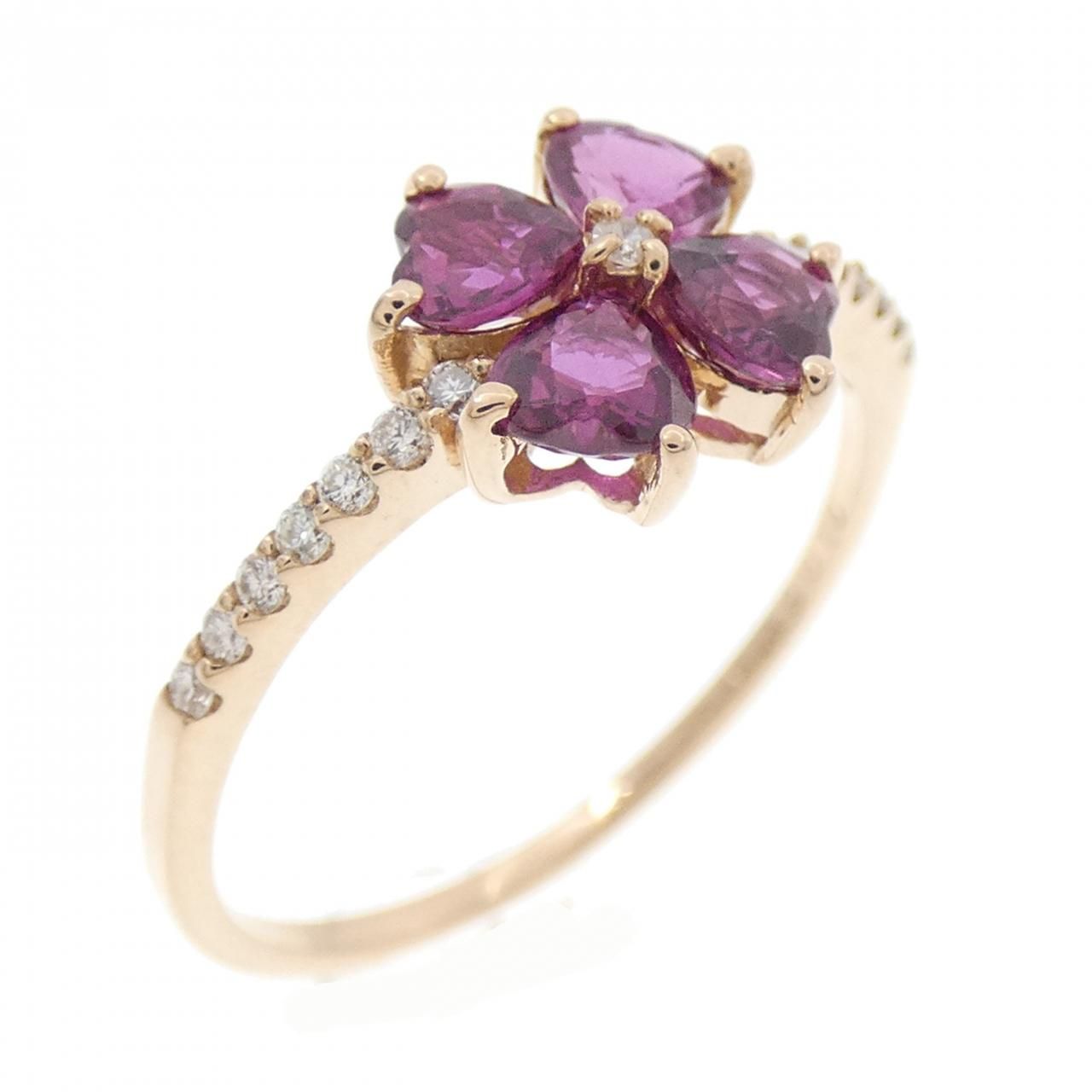 K18PG ハート×フラワー ルビー リング 0.89CT - メルカリ 
