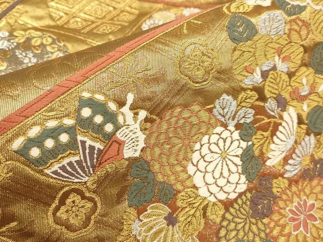 平和屋着物▽六通柄袋帯 裂取隆昌文 金銀糸 正絹 逸品
