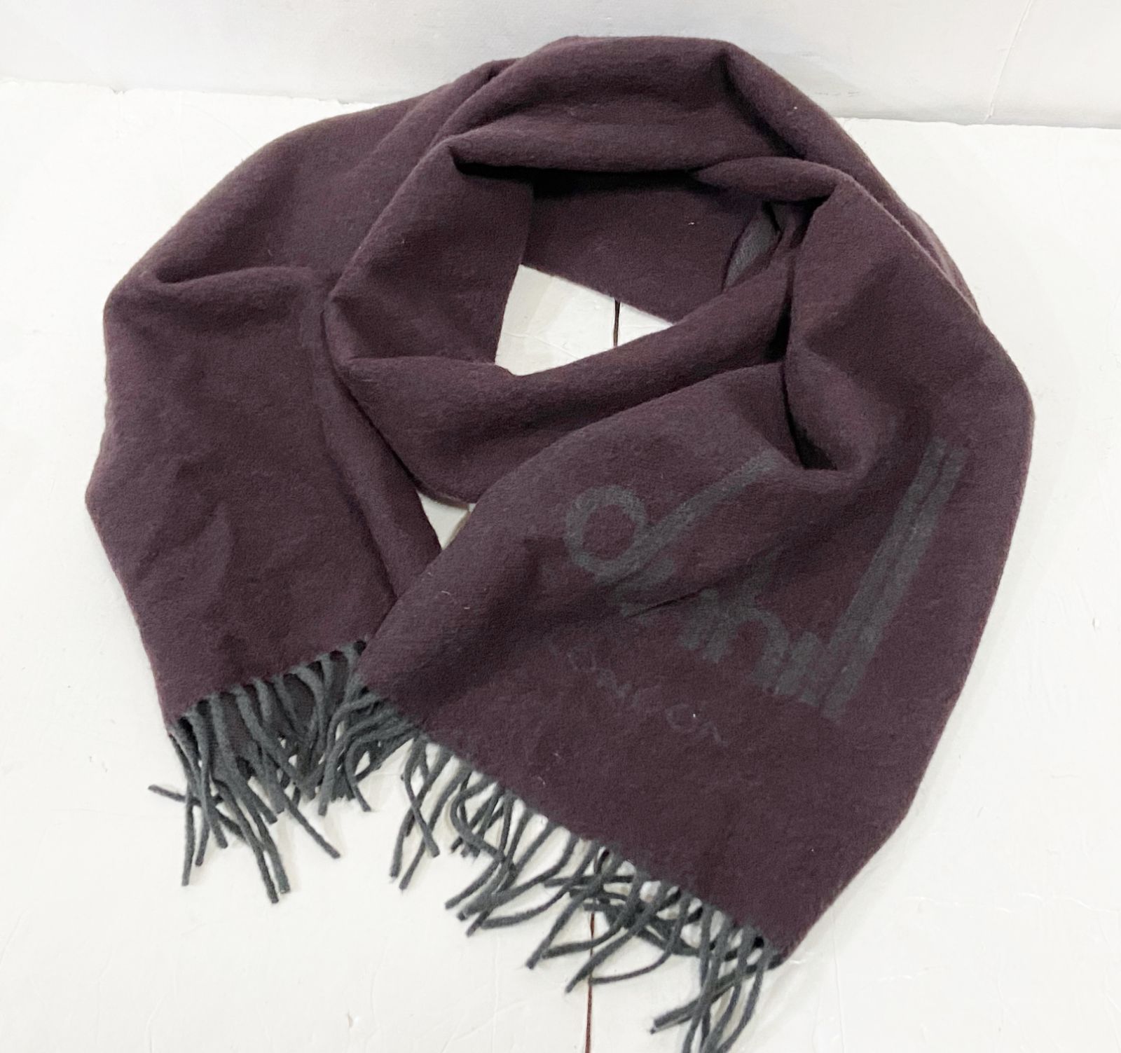 dunhill ダンヒル カシミヤ ロゴ入り フリンジマフラー Dunhill