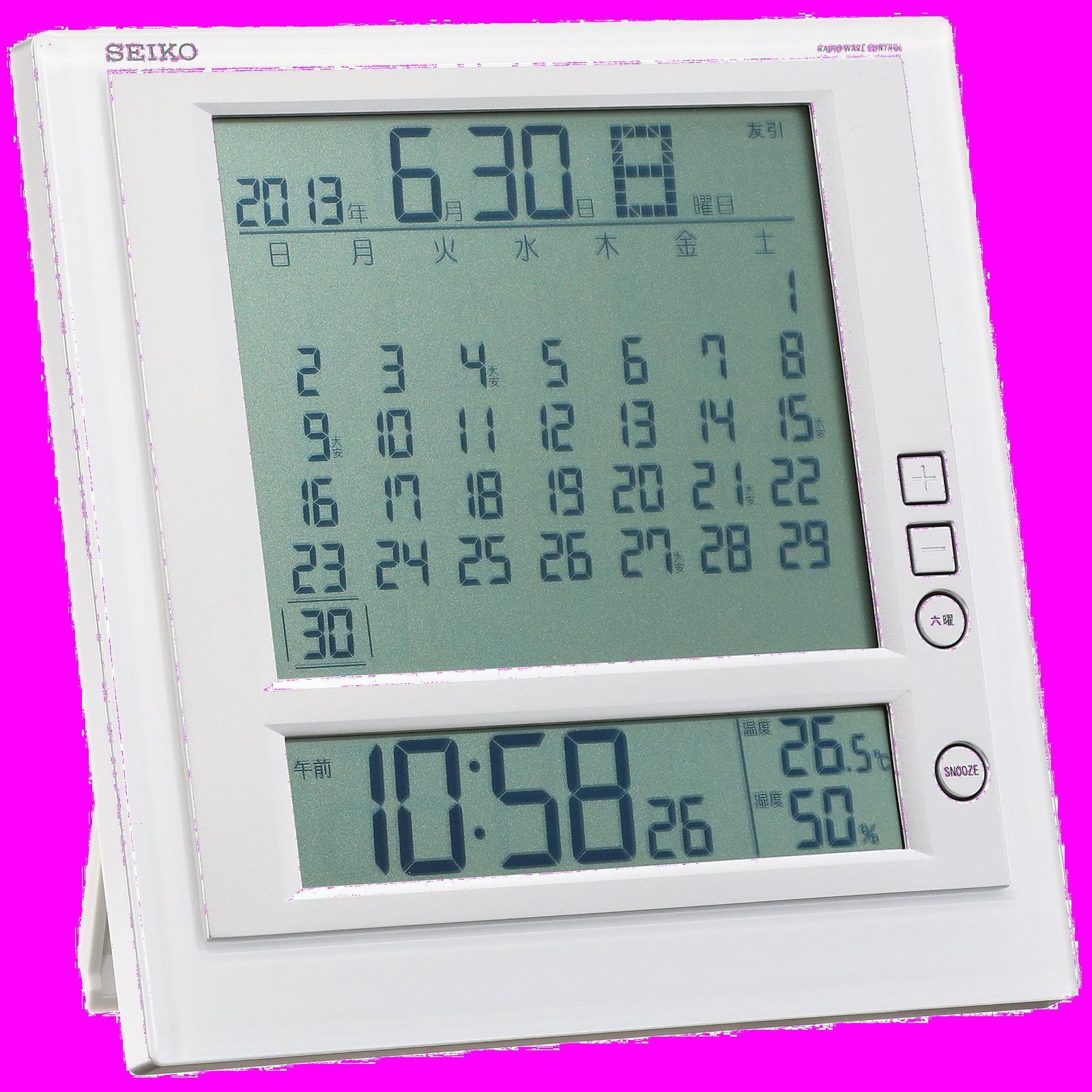 SEIKO セイコークロック 掛け時計 置時計 兼用 マンスリーカレンダー機能 六曜表示 デジタル 電波 目覚まし時計 SQ422W SEIKO