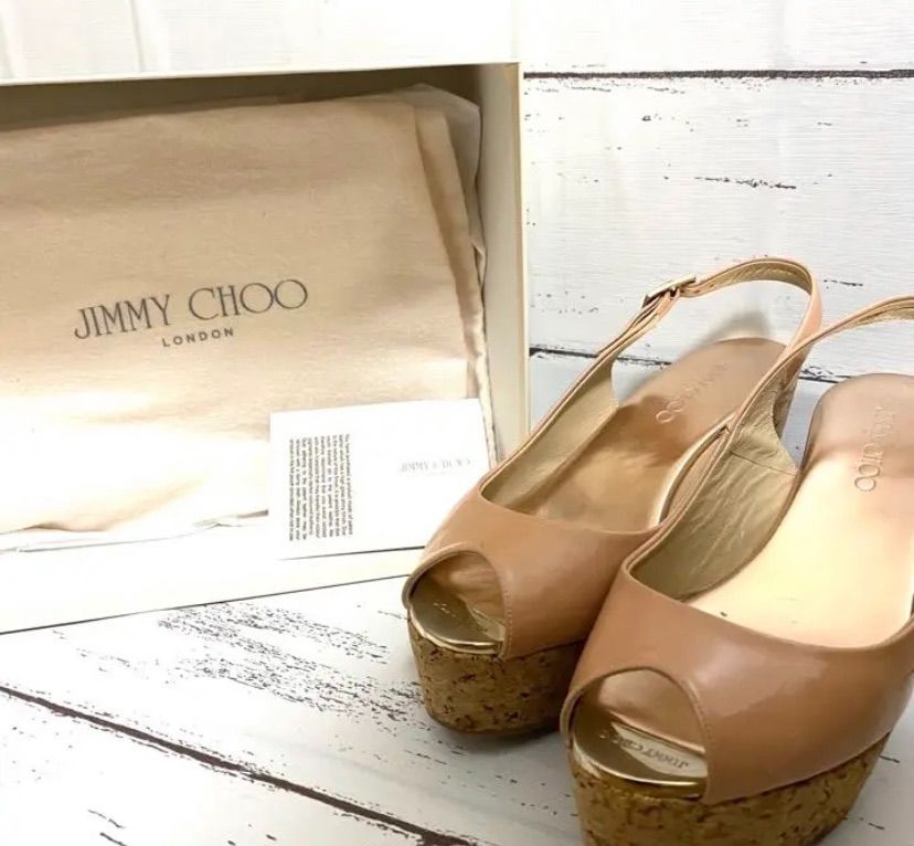 独特の上品 高級 JIMMYCHOO ジミーチュウ 22cm サンダル 厚底 ウェッジ