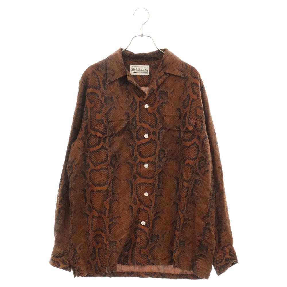 WACKO MARIA (ワコマリア) 19AW HAWAIIAN SHIRT TYPE-1 パイソン柄 ハワイアン長袖シャツ アロハシャツ ブラウン