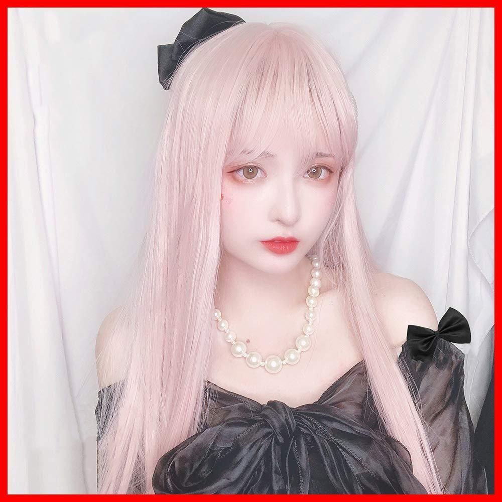 【クーポン有】ピンク ロングヘア 耐熱ウィッグ コスプレ ロリータウィッグ セミロング ロリィタ lolita風 ストレート 森ガール ゆめかわいい GAL系 お姫 小顔 女性 レディース 日常 パーティ