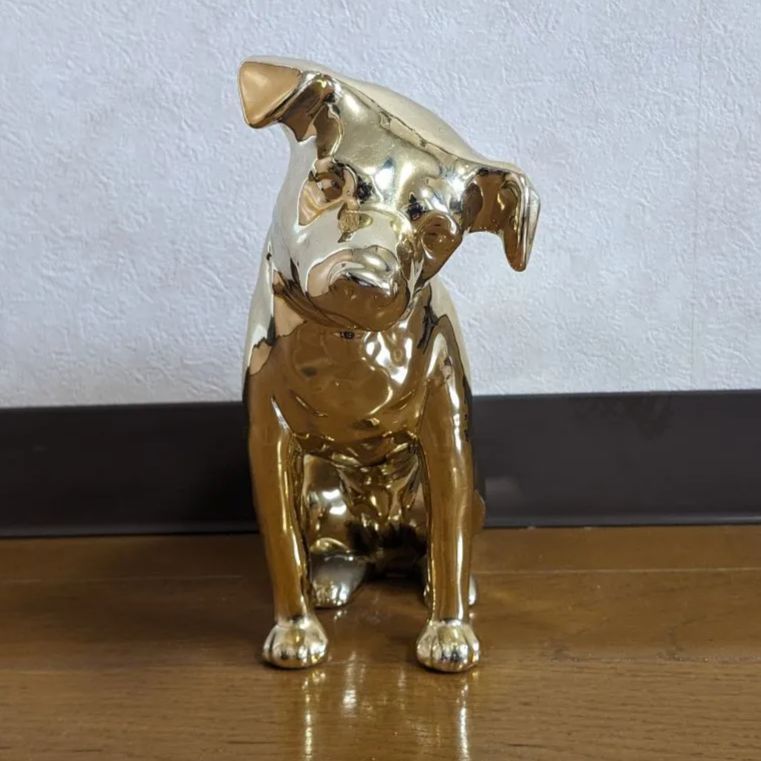 ビクター50周年記念ニッパー犬置物 ゴールド ガラスケース入り 【公式