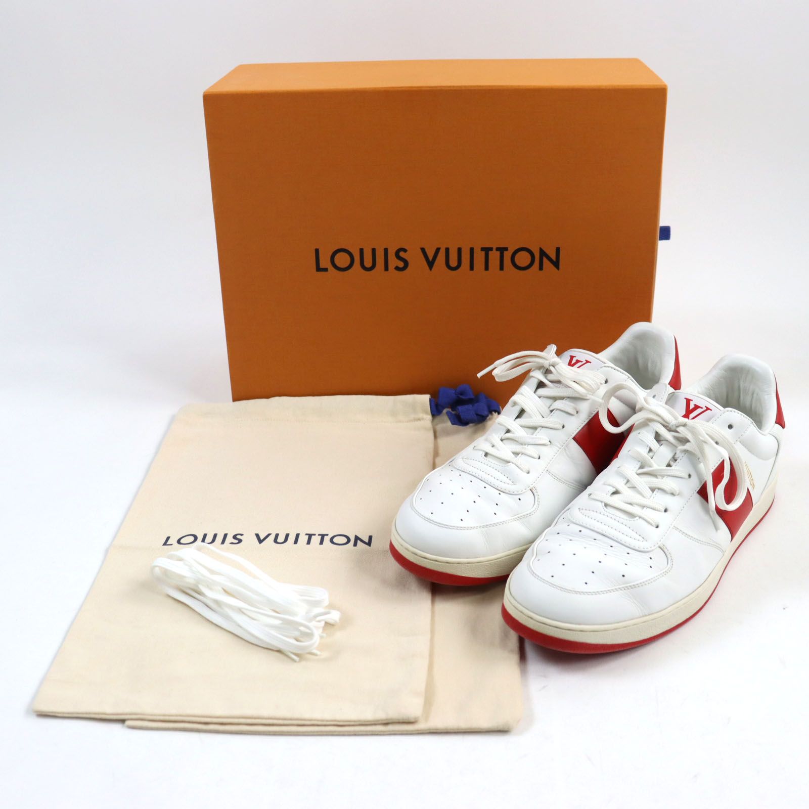 良品○LOUIS VUITTON ルイヴィトン 1A5YOL リヴォリ・ライン レザー LVロゴ入り バイカラー レースアップ スニーカー ホワイト  レッド 8.5 箱・保存袋付き イタリア製 メンズ - メルカリ