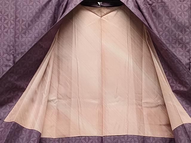 平和屋着物○本場大島紬・道行コートセット 色泥染 手織 麻の葉文様