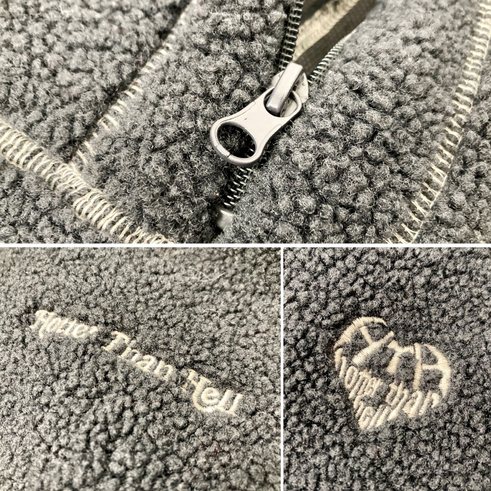 HTH (Hotter than Hell) ボア パーカー ハーフジップ ワンポイント刺繡 