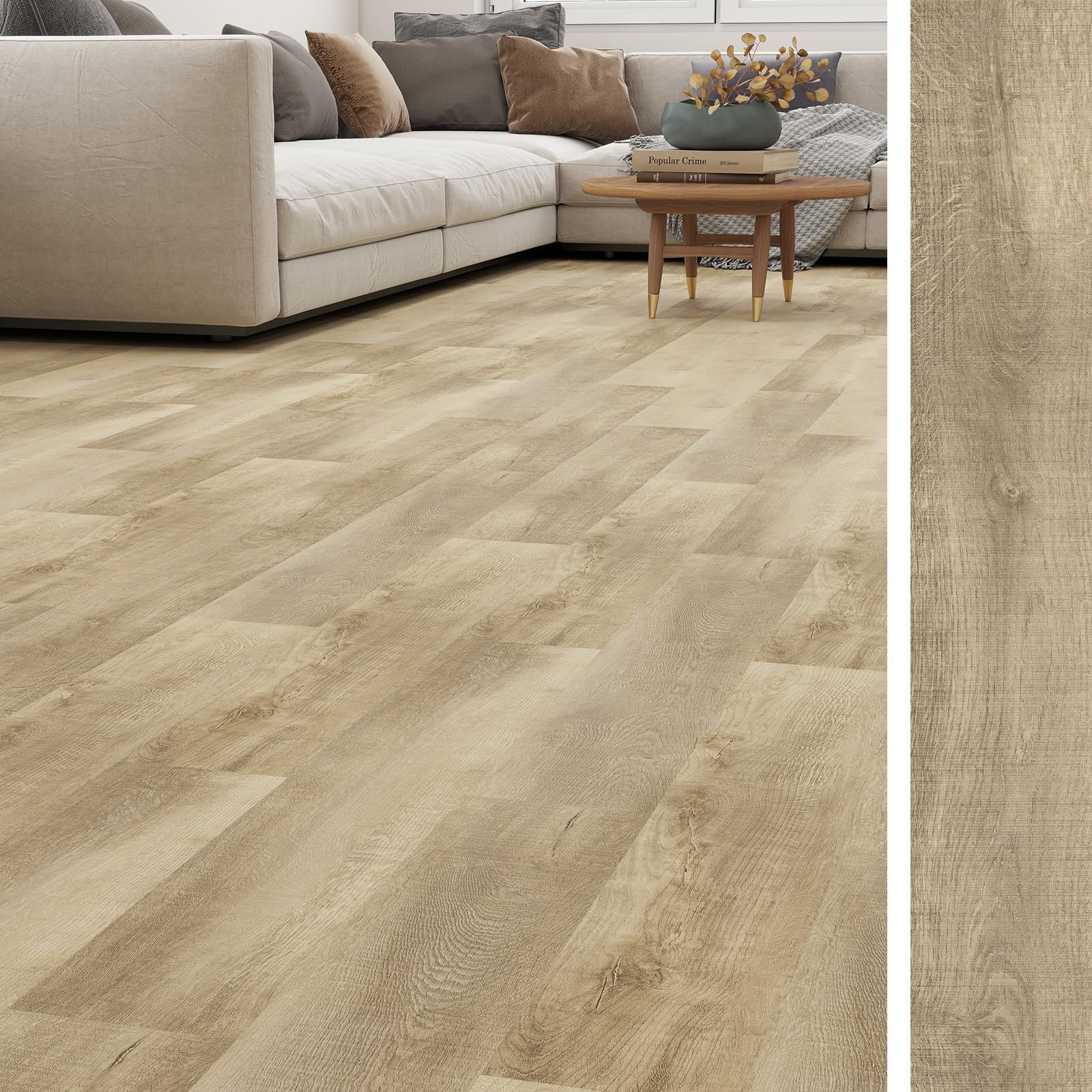 クッションフロア フローリング材 貼るだけ シール式 ビニル床シート 木目 防水 滑り止め 賃貸ok 玄関 洗面所 フロアタイル 店舗 トイレ DIY 模様替え 36枚 3畳 Mulgreat 91.4 x 15 CM ミズーリオーク 36枚入