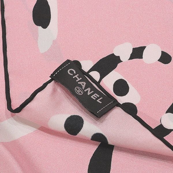 広尾店】極美品 シャネル CHANEL 大判スカーフ ピンク シルク100  