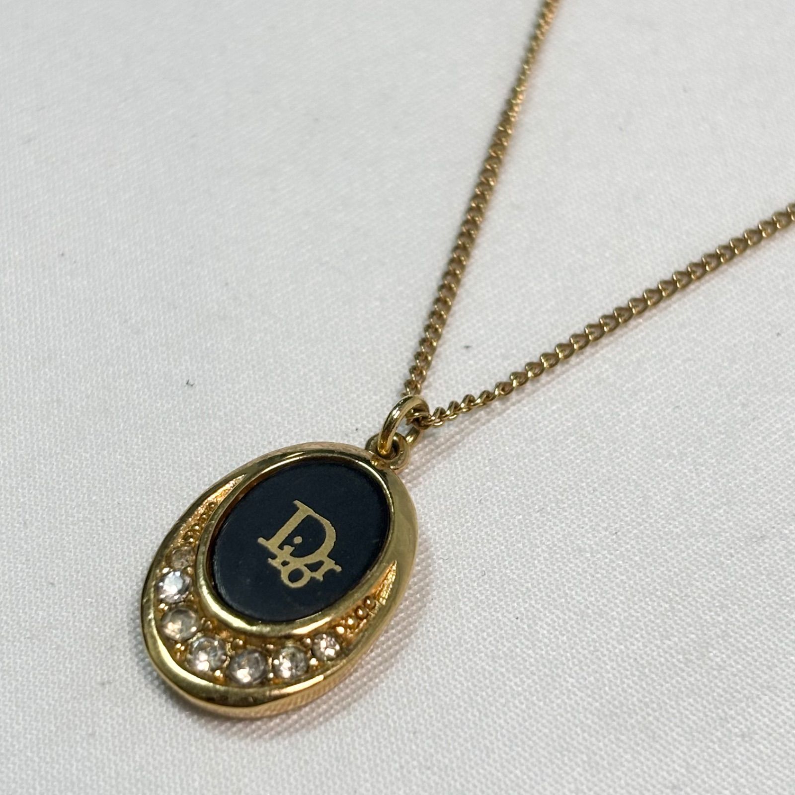 Diorリボン付きオーバルペンダント ネックレス 送料無料】Christian Dior/クリスチャンディオール/ネックレス